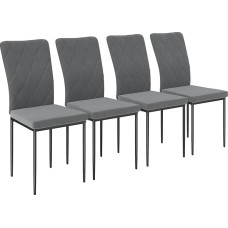 HOMCOM Dining Room Chairs, Set of 4 Kitchen Chairs with Backrest, Velvet Look, Upholstered Chairs with Steel Legs, Modern Chairs, Living Room Chairs for Dining Room, Living Room, Dark Grey