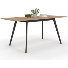 IDMarket Scandinavian Table Extendable Rectangular Inga 4-8 Person Wooden Tray Black Legs 120-160cm