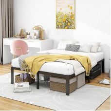 HOMERECOMMEND Bed 120 x 200 cm Metal Bed Frame, with Metal Slatted Frame, Easy Assembly, Extensive Storage Space, Black Bed Frame