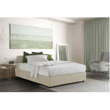 Talamo Italia Silvia Sommier Double Bed with Container, Made in Italy, Fabric Cover, Front Opening, Fits Mattress 160 x 190 cm, Cream