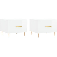 vidaXL Coffee Table, Set of 2, Sofa Table for Living Room, Living Room Table with Lots of Storage Space, Side Table, Coffee Table, Living Room Furniture, High Gloss White Wood Material