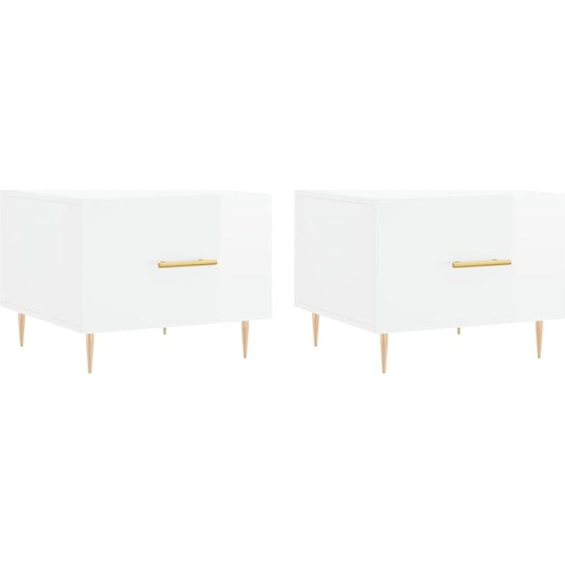 vidaXL Coffee Table, Set of 2, Sofa Table for Living Room, Living Room Table with Lots of Storage Space, Side Table, Coffee Table, Living Room Furniture, High Gloss White Wood Material