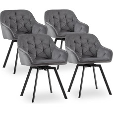 CLIPOP Velvet Dining Room Chairs, Rotatable, Set of 4, Padded Armchairs, Kitchen Chairs with Armrest, Leisure Upholstered Chair, Comfortable Seat, Swivel Chair for Dining Room, Living Room, Office,