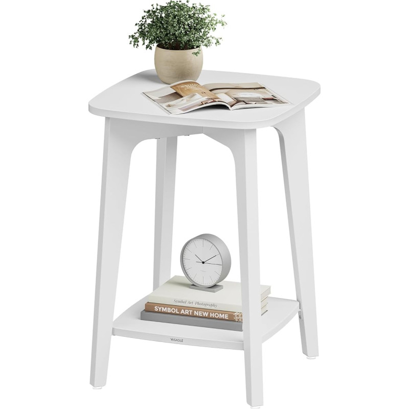 VASAGLE Side Table Small Square Side Table with Bottom Shelf Bedside Table for Small Spaces Living Room Bedroom Cloud White ULET236W01