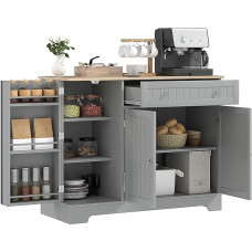HOMCOM Sideboard Kitchen Storage Cabinet with Door Shelves, 3 Doors, Drawer and Adjustable Shelf, Modern Style, for Dining Room, Living Room, Kitchen, 105 x 40 x 83 cm, Grey