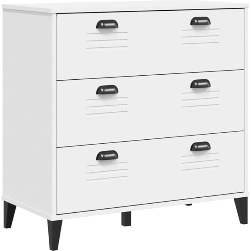 vidaXL Chest of Drawers with 3 Drawers, Sideboard Sideboard Cabinet for Living Room, Drawer Chest of Drawers Side Cabinet, White Solid Pine Wood
