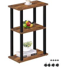 TUTOTAK Small Side Table, Narrow Side Table, Bedside Table, Couch Side Table with Wheels for Living Room or Bedroom, Brown TB01BB061