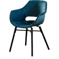 KAWOLA ZAJA Velvet Dining Room Chair with Armrests, Chair for Dining Room, Desk & Dressing Table, Upholstered Chair with Fabric Cover and Metal Frame, Black