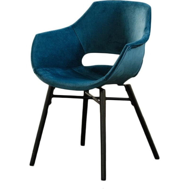 KAWOLA ZAJA Velvet Dining Room Chair with Armrests, Chair for Dining Room, Desk & Dressing Table, Upholstered Chair with Fabric Cover and Metal Frame, Black