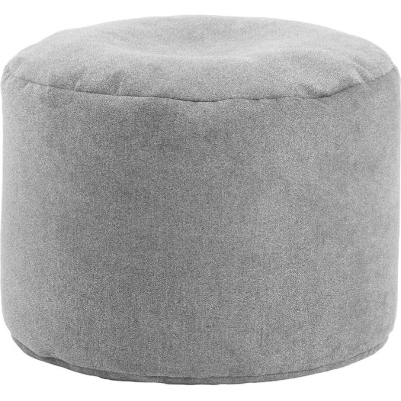 mokebo® Pouf, Stool or Floor Cushion 50 x 30 cm 'Der Ruhestifter' Round Stool and Footstool for Living Room, Fabric Seat Pouf in Grey, Side Table, Pouf, Pouf for Indoor Use with EPS Beads Filling