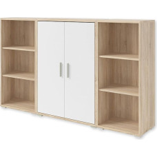 Office Line Highboard in Sonoma Oak/Glossy White