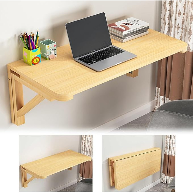 Platzsparender, an der Wand montierter Klappschreibtisch – vielseitiger Klapptisch für Waschküche, Kinderzimmer, Küche, Esszimmer und Bar (60 cm x 45 cm)