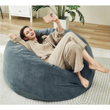 Sitzsack aus Memory-Schaum für Erwachsene und Kinder, inklusive Füllstoff, ultraweiches, graues Chenille, für Wohnzimmer, bequeme Umwicklung (Samt, 1,2 m)