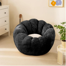 IEVENW Pumpkin Bean Bag Sofa Chair, Bean Bag Chair with Filler for Teens, Kids, Toddlers, Comfortable and Lazy Sofa for Dormitory, Apartment, Living Room and Bedroom, Black