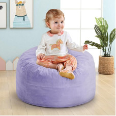 Hobestluk 24ft Pear Shaped Bean Bag with Memory Foam Filling Plush Faux Fur Cover for Playroom Living Room Bedroom (Purple)