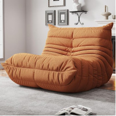 Bean Bag Chairs Adult Memory Foam Couch Single Sofa Chair Soft Teddy Material Cozy Comfortable Reading Corner Chairs Floor Chair for Living Room Bedroom Office (Orange)