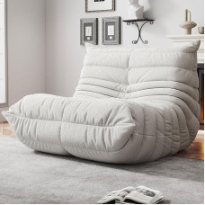 Bean Bag for Adults, Bean Bag, Memory Foam Reading Chair, Couch Floor Chair, Soft Teddy Material, Comfortable Reading Corner for Bedroom, Living Room, Office (White)