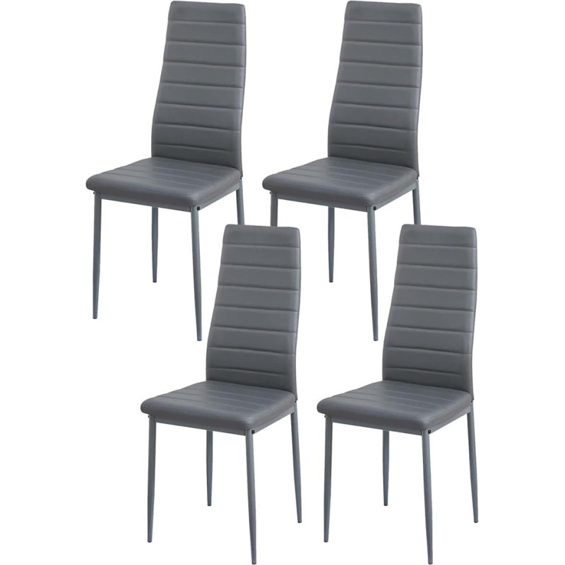 buybyroom Set of 4 Grey Dining Chairs, Modern Kitchen Chairs with Metal Legs, Upholstered Chairs, Easy to Assemble, Suitable for Dining Room, Living Room, Kitchen