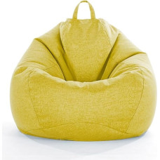 Bean Bag Cover Without Filling, Linen Solid Color Gaming Bean Bag for Adults and Kids, Premium High Back Bean Bag Stuffed Animal Toy Storage Lazy Sofa (Yellow, 3XL)