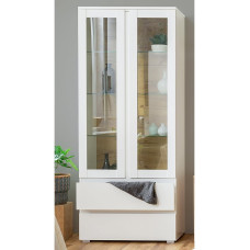 möbelando Ravenna Display Cabinet Wooden Display Cabinet Standing Display Cabinet White Matt