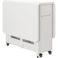 Faltbarer ausziehbarer Esstisch aus Holz mit 4/6 Stühlen – Platzsparender 1,4 m Küchentisch für Zuhause Wohnzimmer Restaurant – Stilvolles weißes Finish