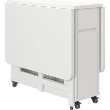 Faltbarer ausziehbarer Esstisch aus Holz mit 4/6 Stühlen – Platzsparender 1,4 m Küchentisch für Zuhause Wohnzimmer Restaurant – Stilvolles weißes Finish