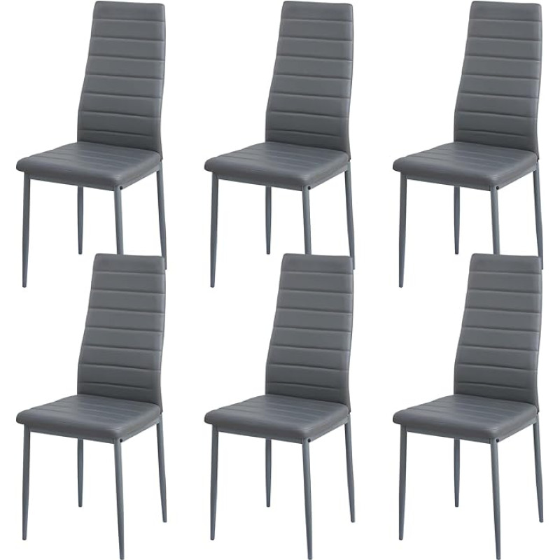buybyroom Dining Room Chairs, Set of 6, Dining Room Chairs, Kitchen Chairs, Modern with High Backrest, Padded Dining Room Chairs for Living Room, Kitchen, Office, Guests, Bedroom, Grey