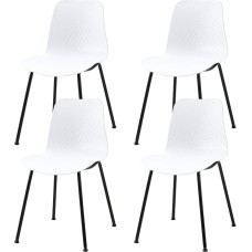 Achiemart Dining Room Chairs, Set of 4, Plastic Kitchen Chairs with Metal Legs and Backrests, Shell Chair, Living Room Chairs, Bistro Chairs for Dining Room, Office, Garden (White)
