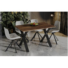 Endo-Moebel Stol Dining Table X 130 cm - 210 cm Expandable Kitchen Table Black Matt Metal Frame (Monastery Oak)