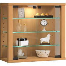 VCM Hanging Glass Display Cabinet with Tempered Safety Glass Dimensions H 40 x W 43 x D 18 cm Modern and Space-Saving Display Cabinet Vitrosa S Beech