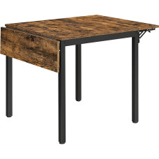 VASAGLE Folding Dining Table Extendable Small Spaces 2-4 Seater Industrial 84 x 76 x 76 cm Rustic Brown