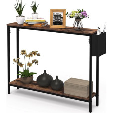 Dellx Console Table, Slim Sofa Table with Shelf and Small Magazine Compartment, Industrial Entrance Table
