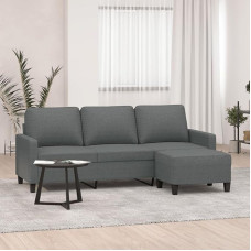 LAPOOH 3201038 3-Seater Sofa with Stool, Dark Grey, 180 cm Fabric, Sofas & Couches, Sofa Living Room, Sofa for Teenager's Room, Relax Sofa, Sofa for Bedroom, Upholstered Sofa