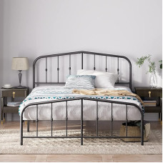 Zinus Heidi Metal Bed Frame with Headboard and Footboard | 180 x 200 cm | Black | Height 31 cm | Steel Platform for Mattresses | Easy Assembly