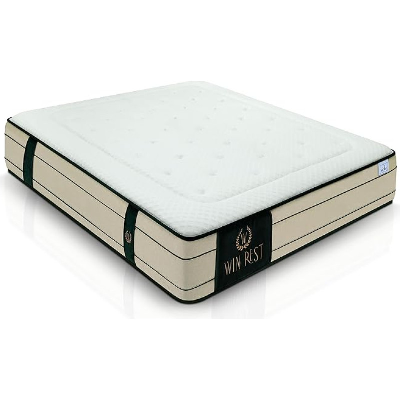 W WIN REST Medium Firm Imperium Reversible Mattress with Spring Box and Foam 200 x 200 cm Emperador