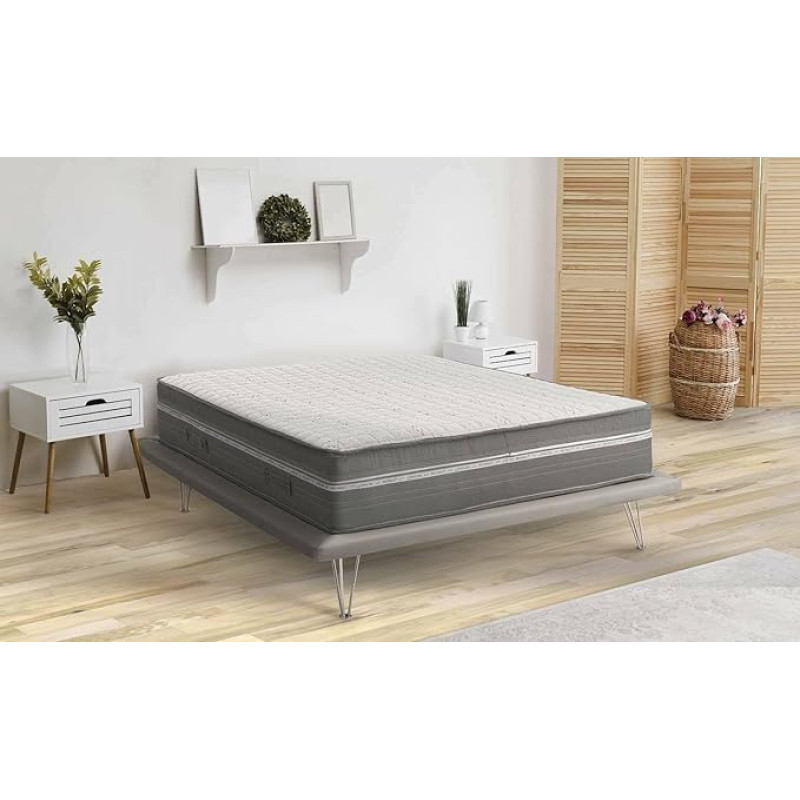 Talamo Italia Supreme Square and Half Mattress, Made in Italy, Memory Foam Mattress and Pocket Micro Springs, Anti-Dust Mite and Hypoallergenic, cm 120 x 190 cm, H32