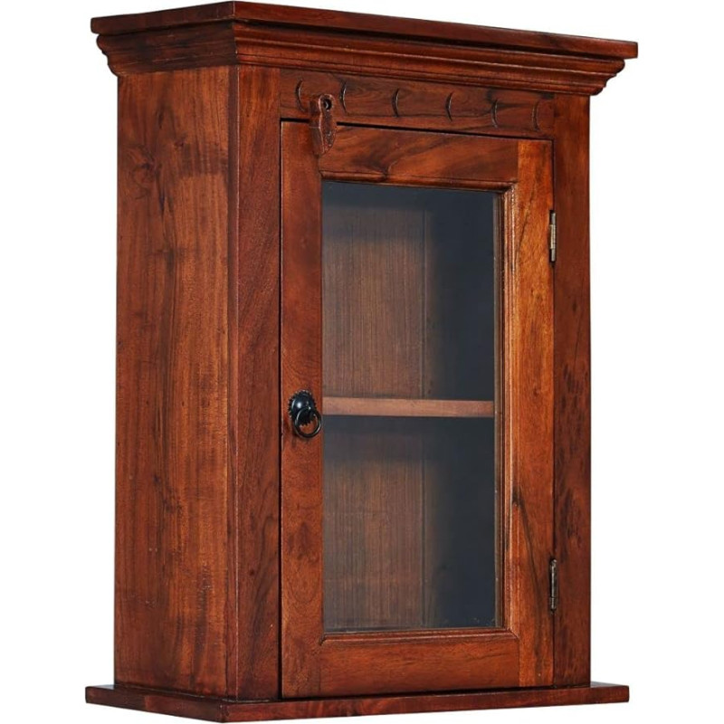 MASSIVMOEBEL24.DE Oxford Acacia Hanging Display Cabinet Dark Brown Varnished Size: 52 x 24 x 69 cm (W x D x H)