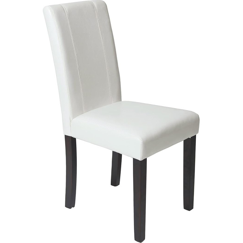 Roundhill Furniture Urban Style Parson Set of 2 Solid Wood Faux Leather Upholstered Chair Cream