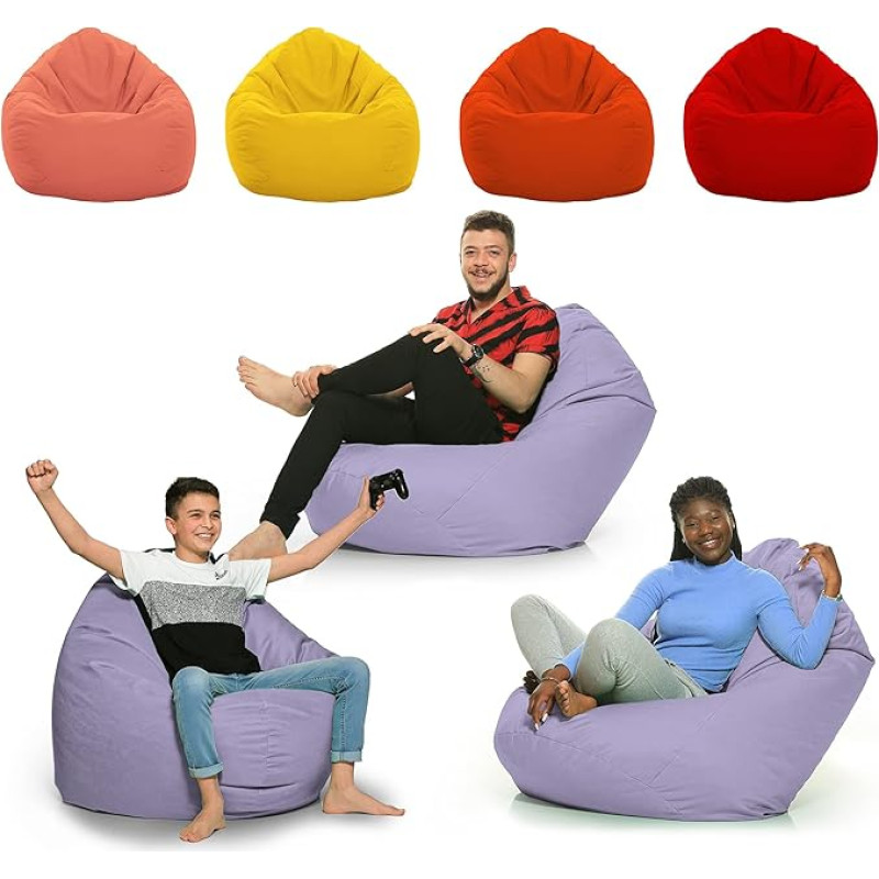ZainBag.de Beanbag Outdoor Indoor Waterproof Weatherproof XL - XXL Floor Cushion Seat Cushion Bean Bag Sizes Adults Children Gaming High Quality Relax XXXL (Lilac, XXXL)
