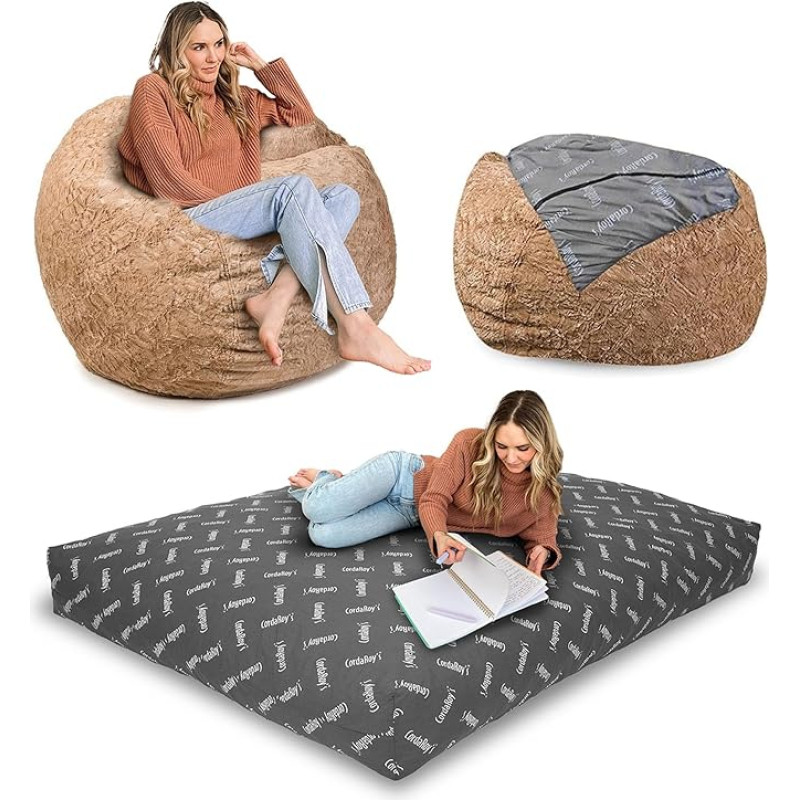 CordaRoy's Bean Bag Faux Fur Faux Leather Full Skin Colour