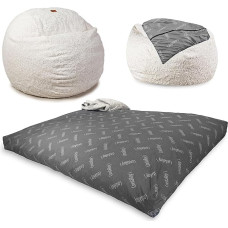 CordaRoy's Faux Fur Convertible Chair Bean Bag Folding Bean Bag to Bed As Shown on Shark Tank - White - Full Size
