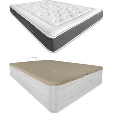DUÉRMETE ONLINE Polar Pack Viscoelastic Mattress Organic Natural Thickness 24 cm + Wooden Box Spring Bed High Capacity Colour 90 x 190 cm