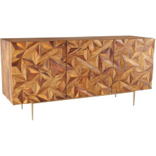 riess-ambiente.de Solid Sideboard Alpine 150 cm Sheesham Stone Finish Metal Matt Gold