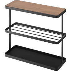 Yamazaki 6707 Tower Side Table, Black, Steel/Wood, Minimalist 48 x 18 x 44 cm