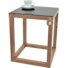 freeroom24, Side Table, Living Room Table, Coffee Table, Coffee Table, Flower Stool, Flower Column, Cube, Wood Look Artisan Oak Replica, Glass Black, 30 x 30 x 50 cm, Made in Germany