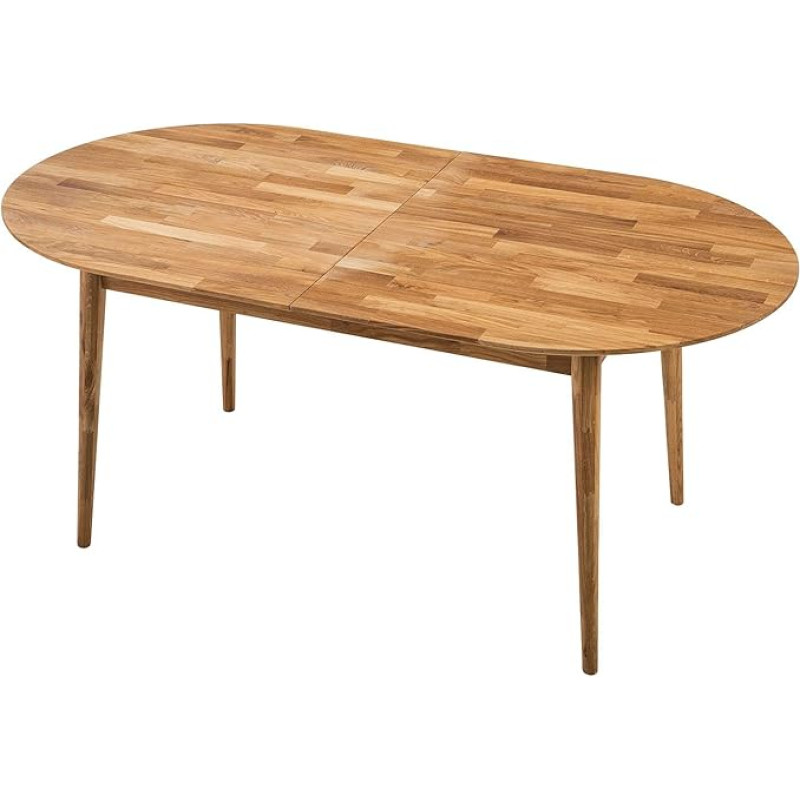 Nordic Story Scandi 2 Dining Table (Oval, Extendable) • Ideal as a Large Conference Table • Wooden Table Made of Solid Wood (Oak) • Natural Oak • Table (140-175 x 90 x 75 cm)