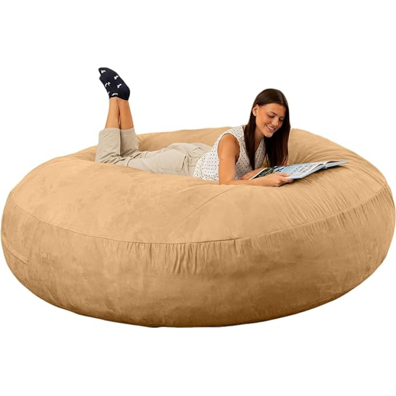 Jaxx 6 Foot Cocoon - 2-in-1 Convertible Bean Bag Bed & Large Bean Bag for Adults, Camel
