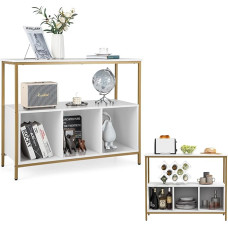 KOMFOTTEU Sideboard Chest of Drawers Kitchen, Kitchen Cabinet with Open Shelf & 3 Compartments, Buffet Cabinet Made of Wood & Metal Frame, Side Cabinet, Kitchen Shelf for Hallway Dining Room, 110 x