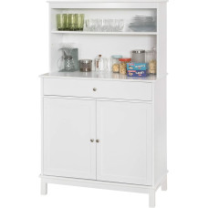 SoBuy FSB26-W Kitchen Cabinet with Drawer and 2 Doors, Kitchen Shelf, Sideboard with 4 Shelves, Buffet Cabinet, Microwave Cabinet, Side Cabinet, White, Width Approx. 90 x 148 x 40 cm