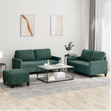 Homgoday 3-TLG. Sofagarnitur mit Kissen Polstersofa Loungesofa Gästesofa Wohnzimmersofa Sofa Couch Sitzmöbel Sofa für Wohnzimmer Empfang Büro Dunkelgrün Samt